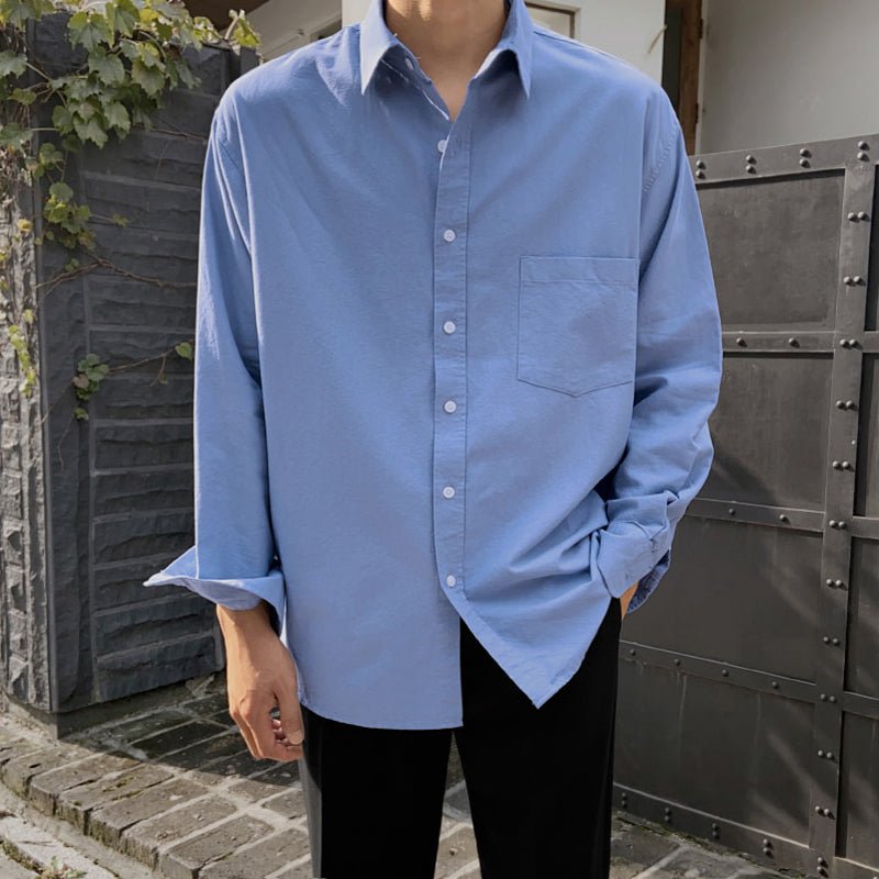 Japanese Solid Color Shirt Korean Style Trendy Handsome Shirt - Eshtree
