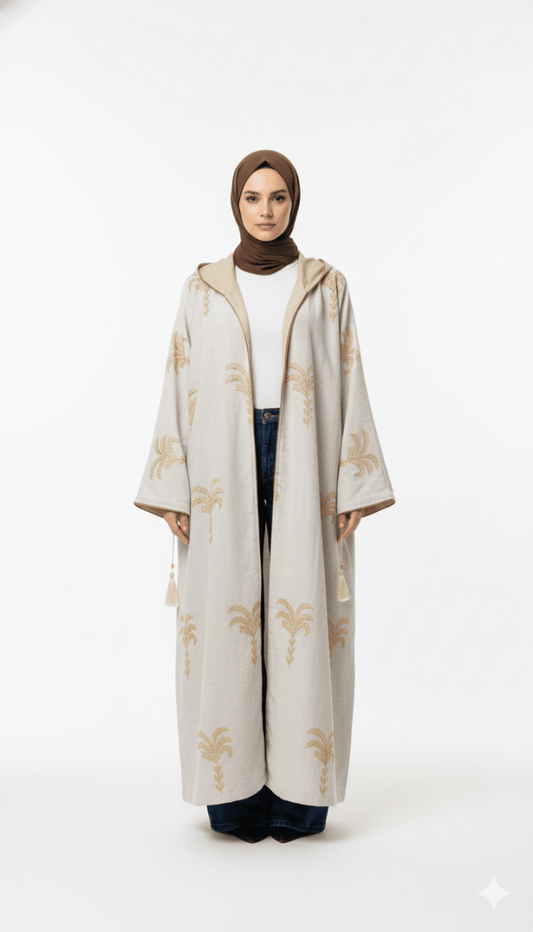 كارديجان راقي مطرز بتصميم انيق من خامة الكتان وتبطين سويدي - Eshtree