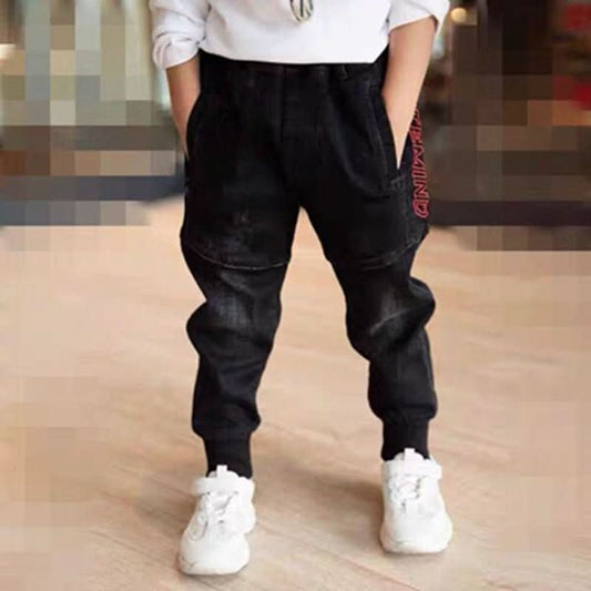 Kids Black Jeans Single Pants Spring And Autumn Boys Pants - Eshtree