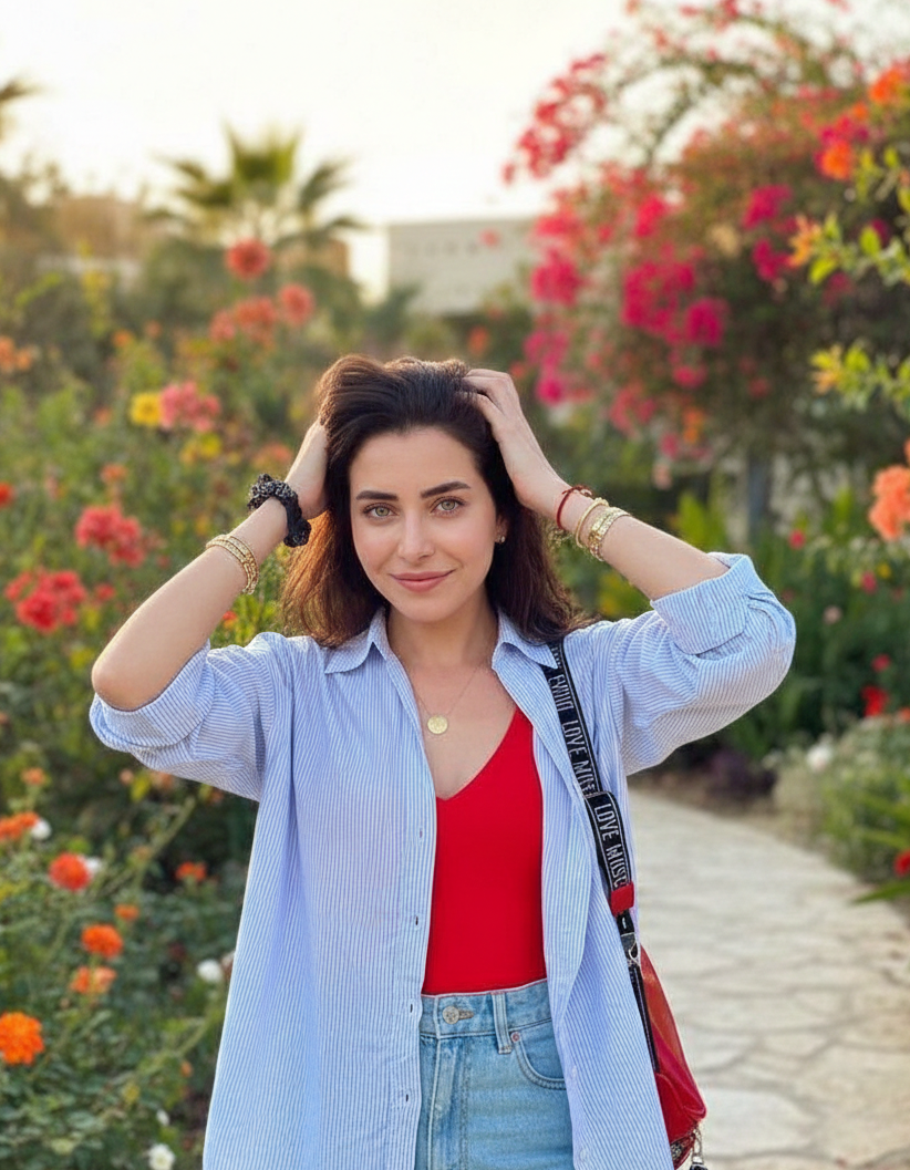 قميص نسائي مخطط بأزرار أمامية - Eshtree