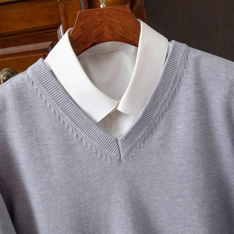 Knitted Sweater V - neck Men's Pullover Base Shirt - Eshtree