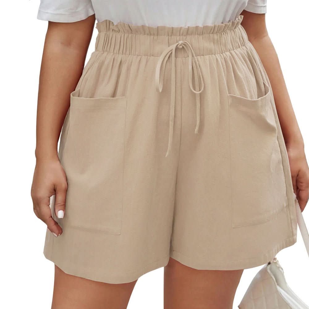 Korean - style Bloom Pants Large Size Wide - leg Drawstring Cargo Shorts - Eshtree