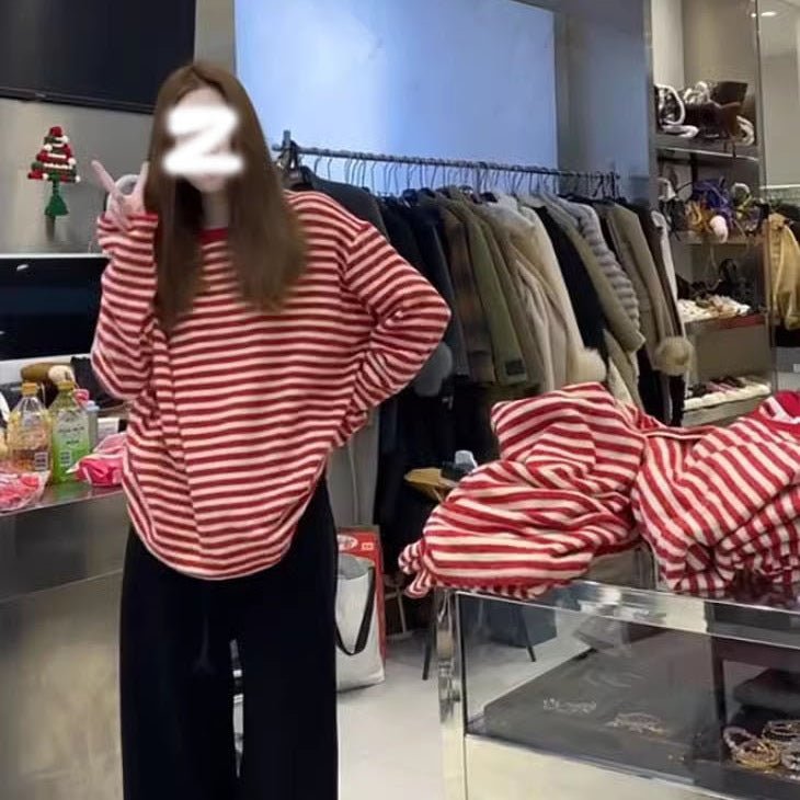 Korean - style Loose Crew - neck Long - sleeve T-shirt For Women - Eshtree