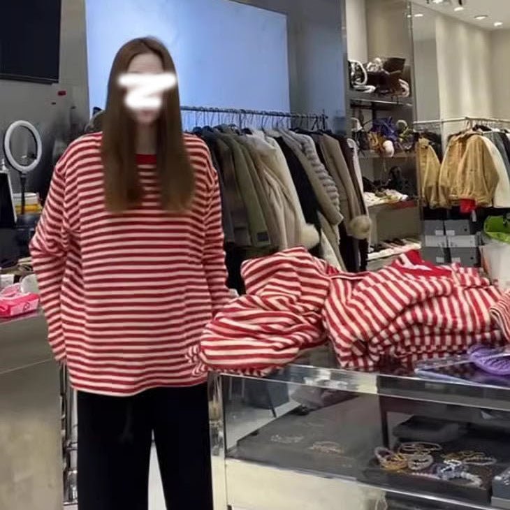 Korean - style Loose Crew - neck Long - sleeve T-shirt For Women - Eshtree