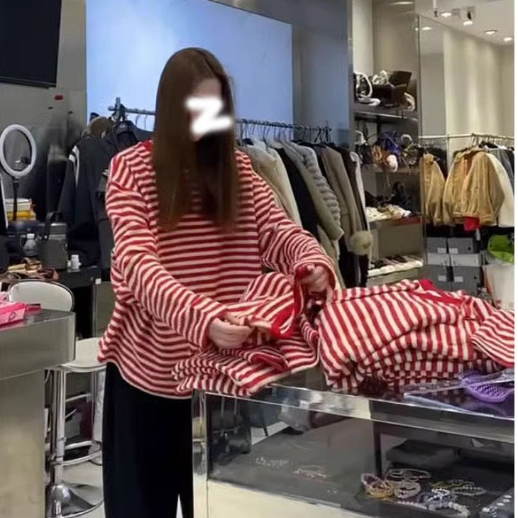 Korean - style Loose Crew - neck Long - sleeve T-shirt For Women - Eshtree