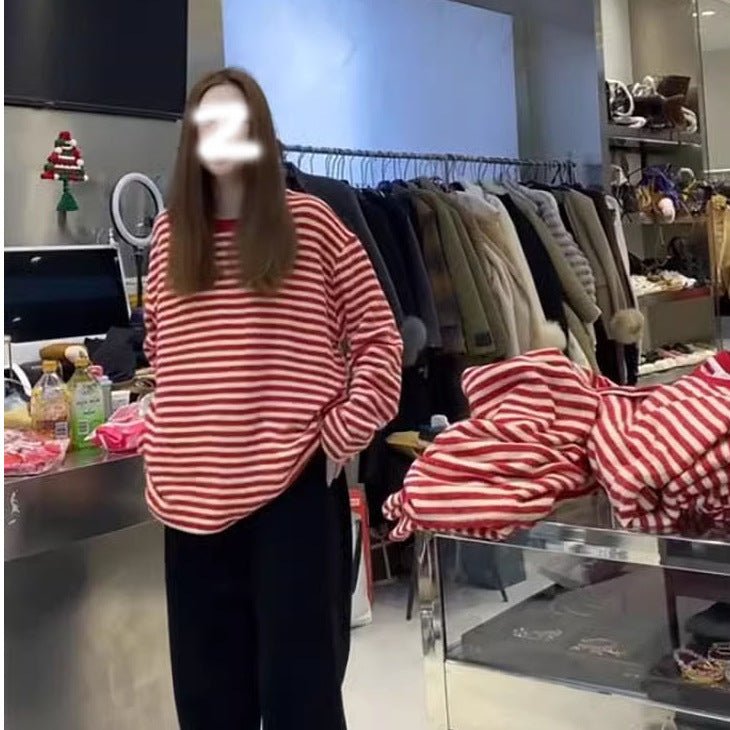 Korean - style Loose Crew - neck Long - sleeve T-shirt For Women - Eshtree