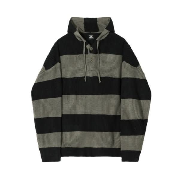 Korean Style Striped Idle Style Retro Hooded Sweater - Eshtree