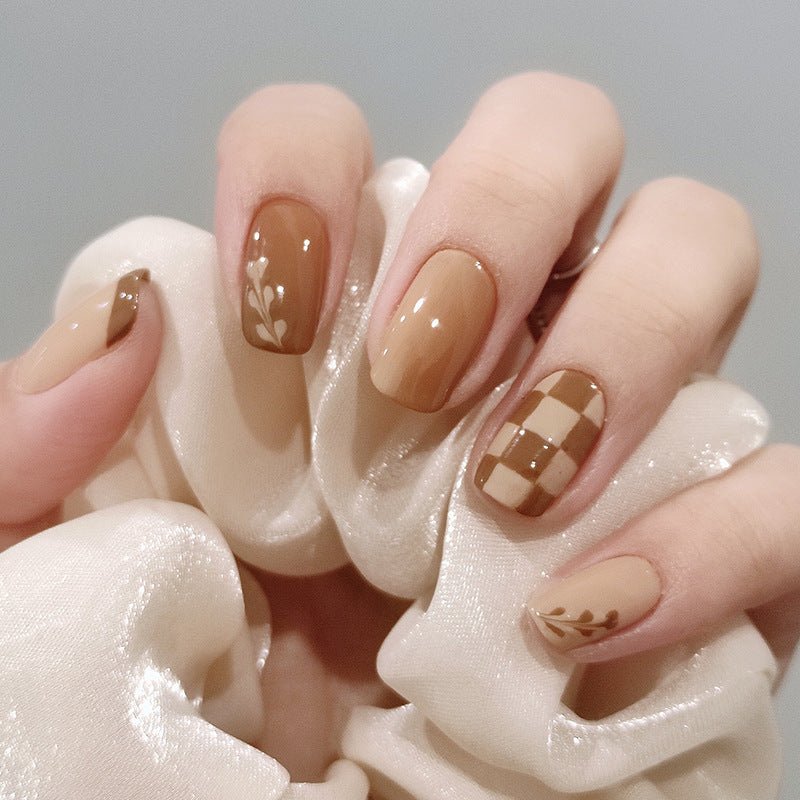 Kurixiang Latte Pull Wearing Nail Nail Patch Nail Patch - Eshtree