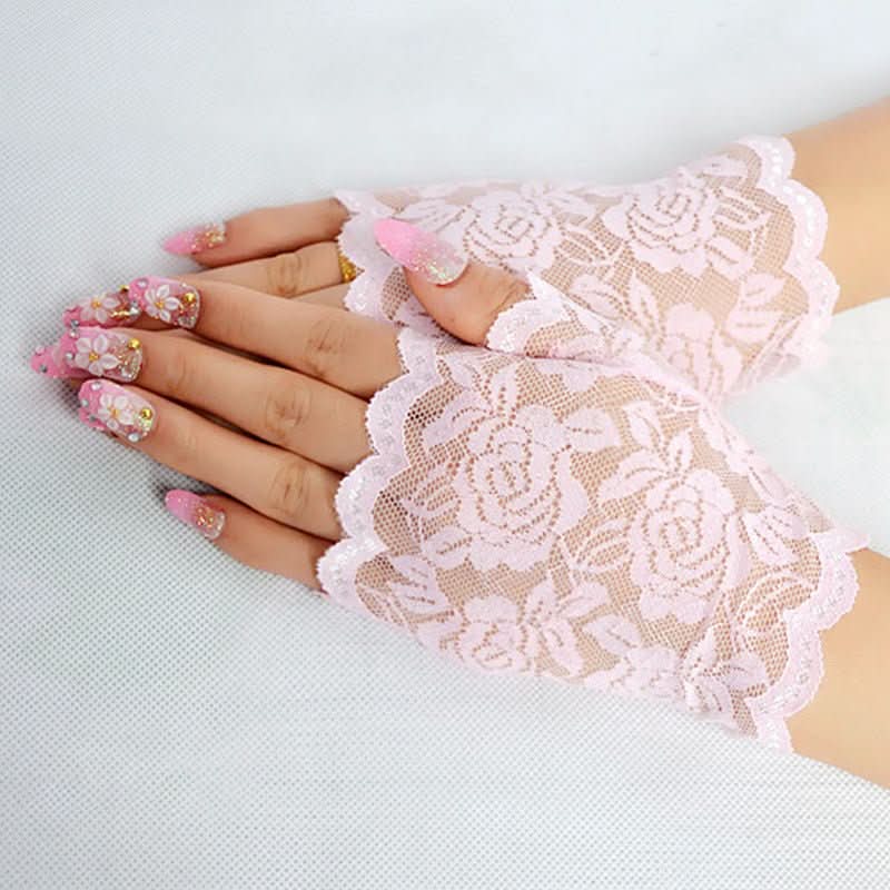 Ladies Driving UV Half - finger Scar Cover Gloves - Eshtree