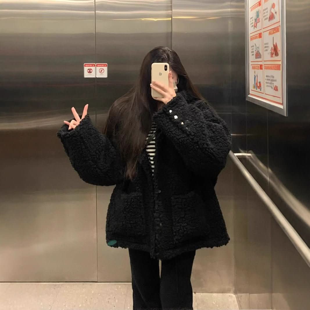 Lamb Wool Loose Sweater Coat - Eshtree