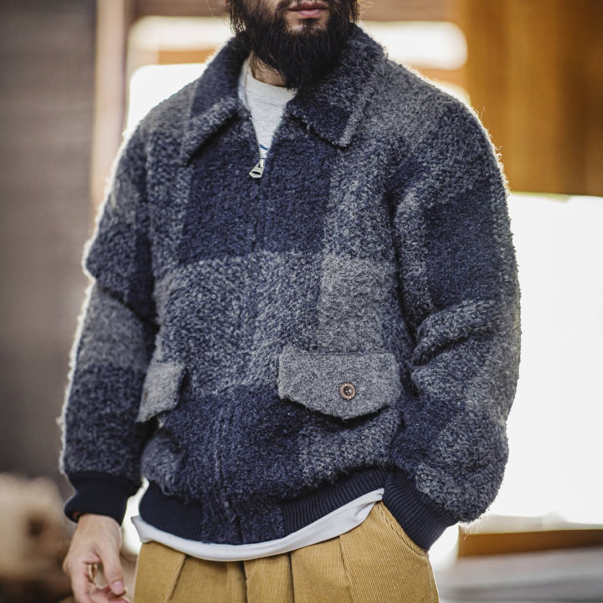 Lapel Plaid Cardigan Jacket Men's Autumn - Eshtree