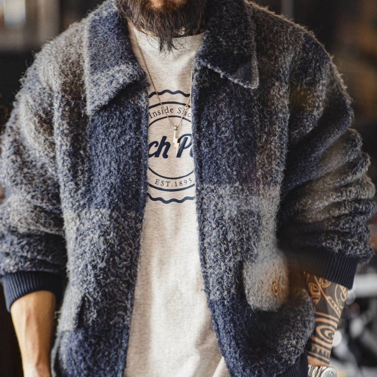 Lapel Plaid Cardigan Jacket Men's Autumn - Eshtree