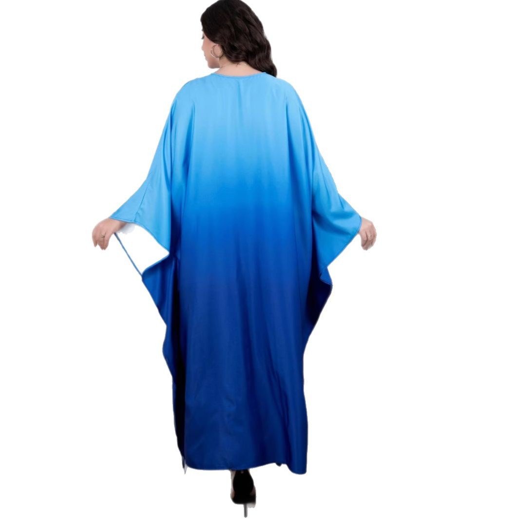 Large Size Women's Muslim Fashion Soft Satin Bat Dress - Eshtree
