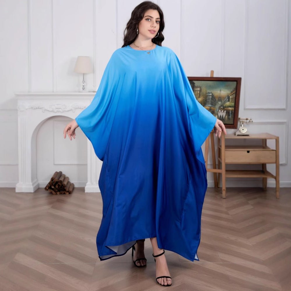 Large Size Women's Muslim Fashion Soft Satin Bat Dress - Eshtree