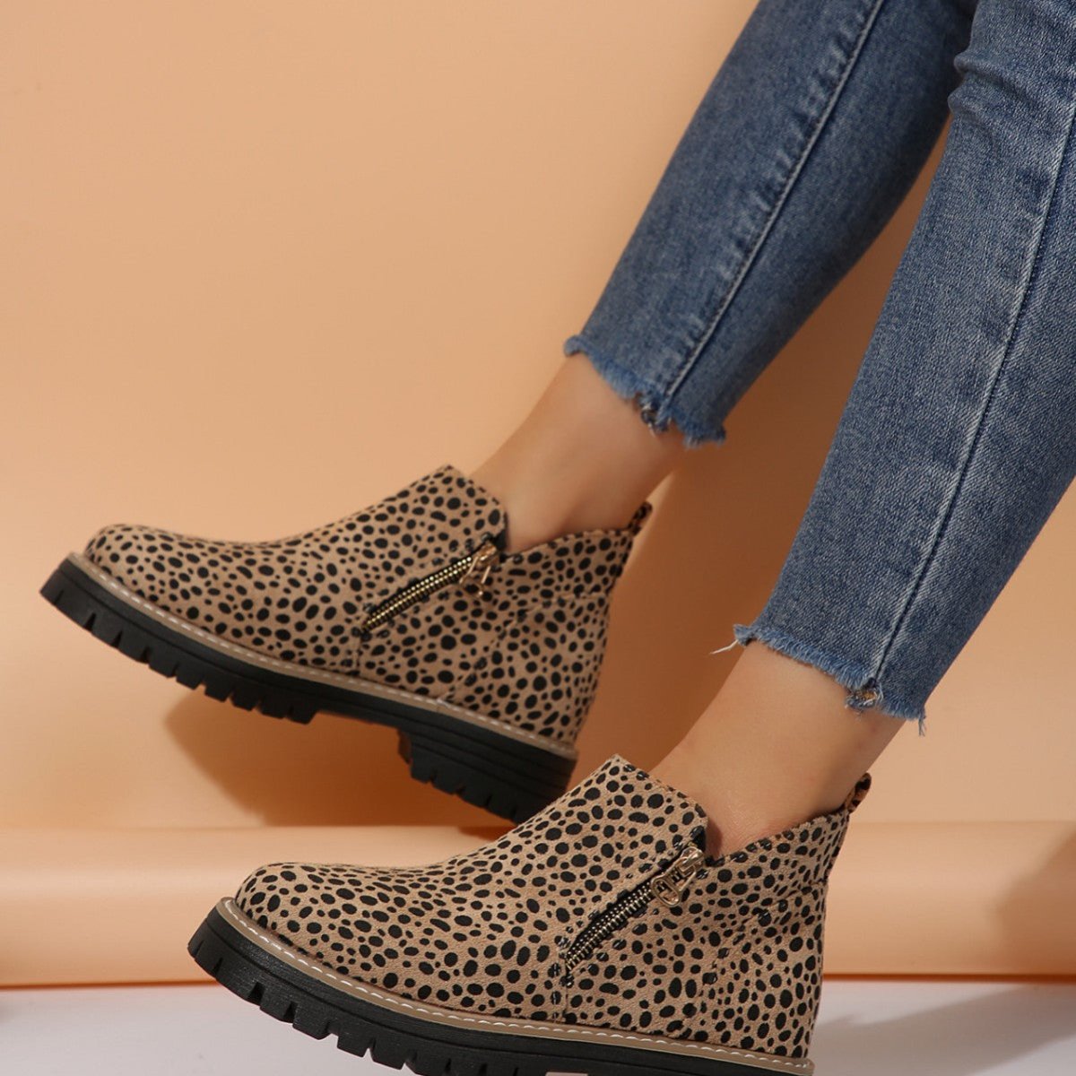 Leopard - Print Pointed - Toe Low - Top Fashion Boots For Women Versatile And Stylish - Eshtree