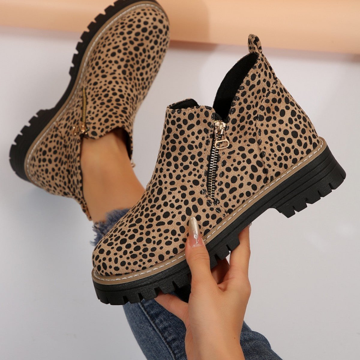 Leopard - Print Pointed - Toe Low - Top Fashion Boots For Women Versatile And Stylish - Eshtree