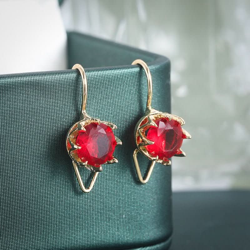 Light luxury Rose Gold plated Red Gemstone Earrings With An Elegant Vibe - Eshtree