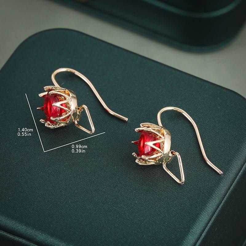 Light luxury Rose Gold plated Red Gemstone Earrings With An Elegant Vibe - Eshtree