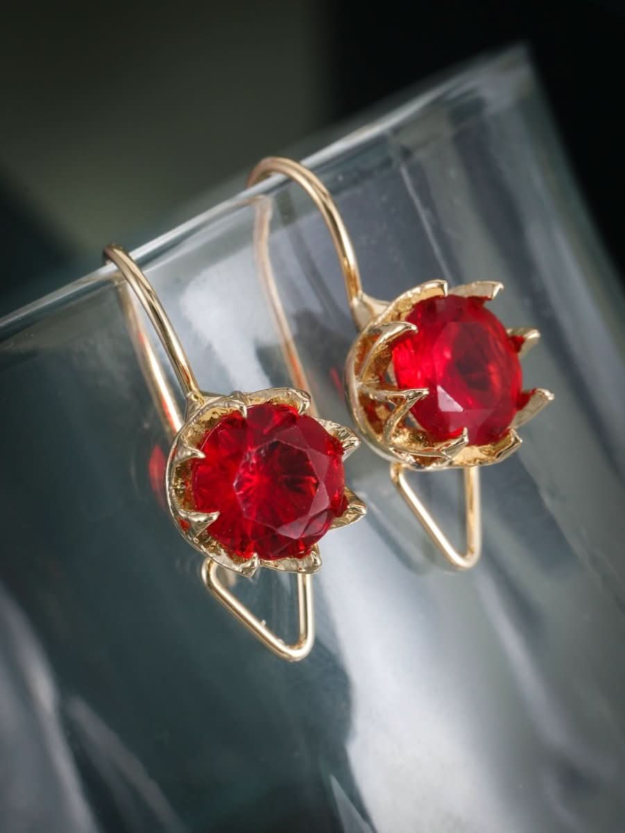 Light luxury Rose Gold plated Red Gemstone Earrings With An Elegant Vibe - Eshtree