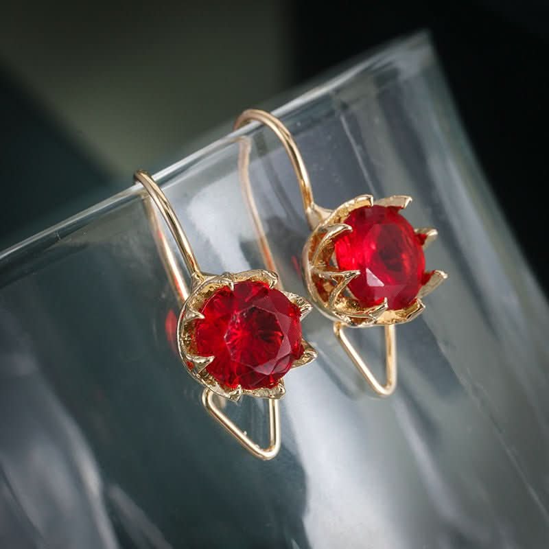 Light luxury Rose Gold plated Red Gemstone Earrings With An Elegant Vibe - Eshtree
