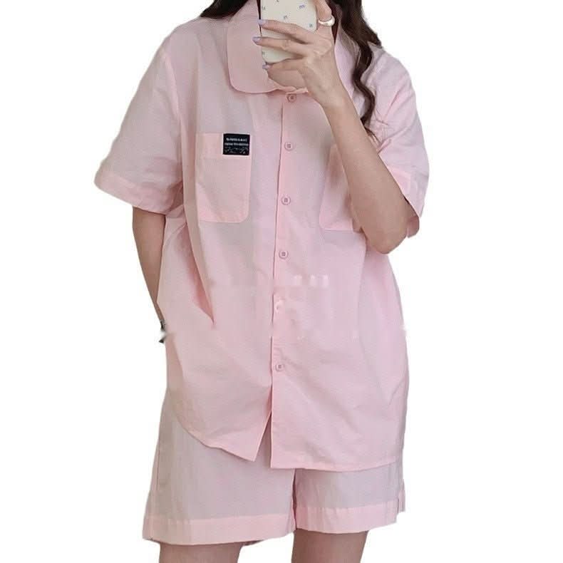 Lightweight Solid Color Polo Collar Pajamas Outerwear Homewear - Eshtree