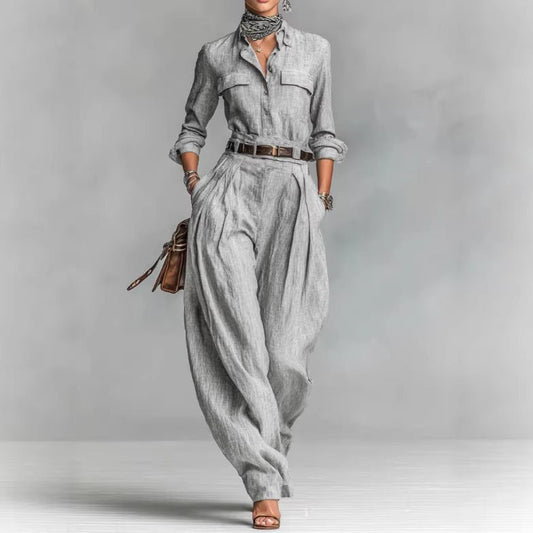 Long - sleeve Shirts And Wide - leg Trousers Offer A Relaxed Stylish And Casual Look - Eshtree