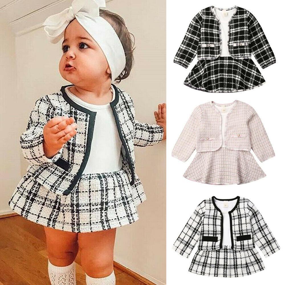 Long - sleeved Dresses Two - piece Children's Baby Small Incense Wind Suit - Eshtree