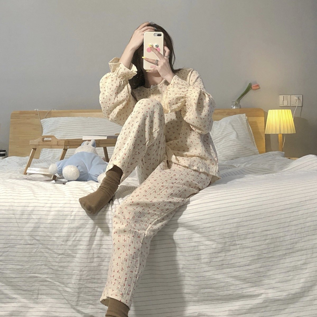 Long - sleeved Thin Pajamas Can Be Worn Outside Casual Homewear Suits - Eshtree