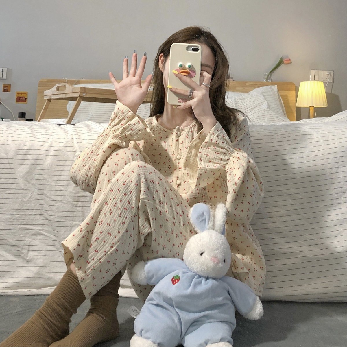 Long - sleeved Thin Pajamas Can Be Worn Outside Casual Homewear Suits - Eshtree