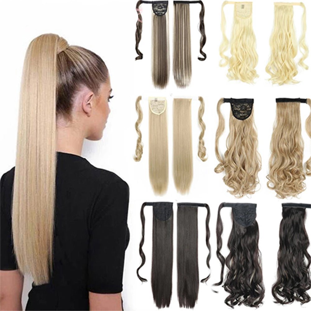 Long Straight Wrap Around Clip In Ponytail Hair Extension Heat Resistant Synthetic Tail Fake Hair - Eshtree