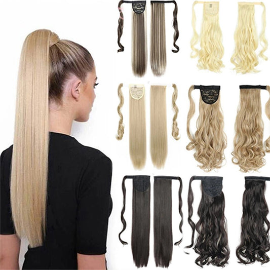 Long Straight Wrap Around Clip In Ponytail Hair Extension Heat Resistant Synthetic Tail Fake Hair - Eshtree