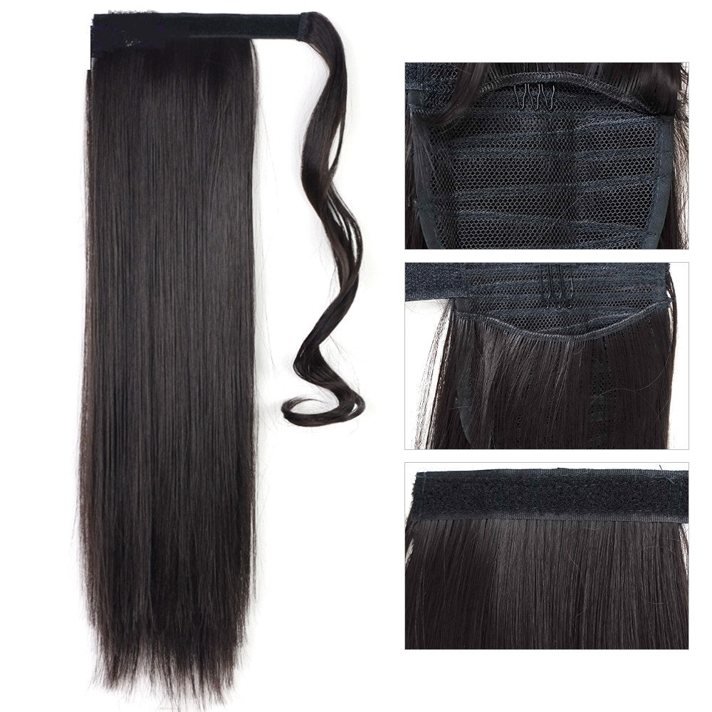Long Straight Wrap Around Clip In Ponytail Hair Extension Heat Resistant Synthetic Tail Fake Hair - Eshtree