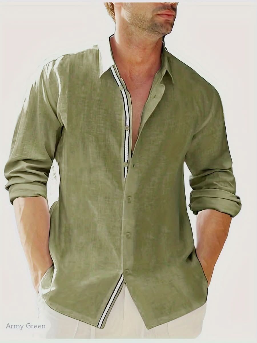 Loose Colored Lapel Long - sleeved Casual Men's Shirt For Teenagers - Eshtree