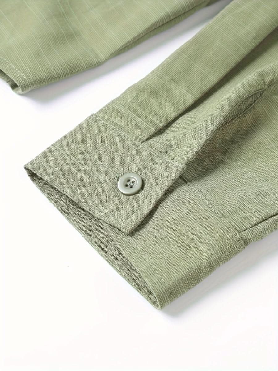 Loose Colored Lapel Long - sleeved Casual Men's Shirt For Teenagers - Eshtree