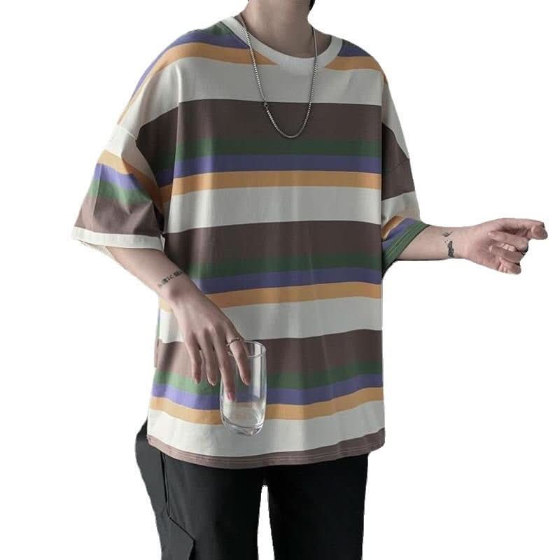 Loose trend ins super hot striped half - sleeved t-shirt bottoming shirt clothes - Eshtree