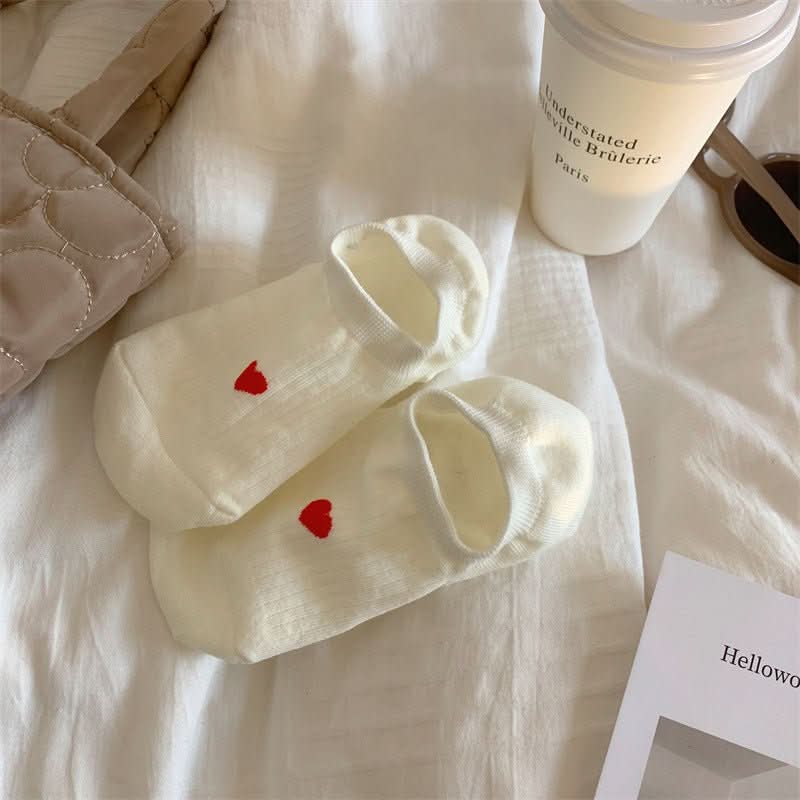 Love Pattern Cotton Women's Low - cut Liners Socks Female Invisible Socks - Eshtree