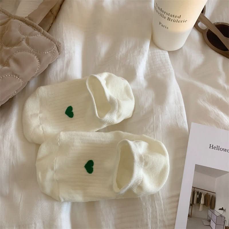 Love Pattern Cotton Women's Low - cut Liners Socks Female Invisible Socks - Eshtree