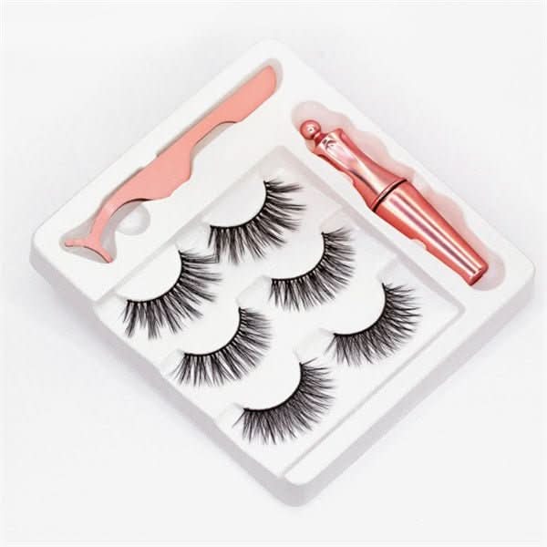Magnetic Liquid Eyeliner & Magnetic False Eyelashes & Tweezer Set Waterproof Long Lasting Eyeliner False Eyelashes - Eshtree