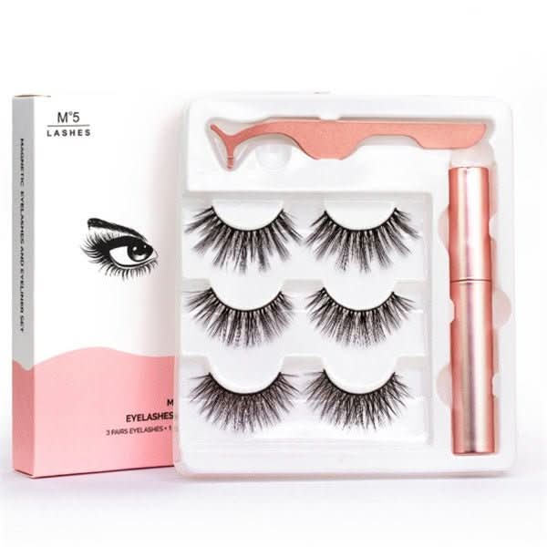 Magnetic Liquid Eyeliner & Magnetic False Eyelashes & Tweezer Set Waterproof Long Lasting Eyeliner False Eyelashes - Eshtree