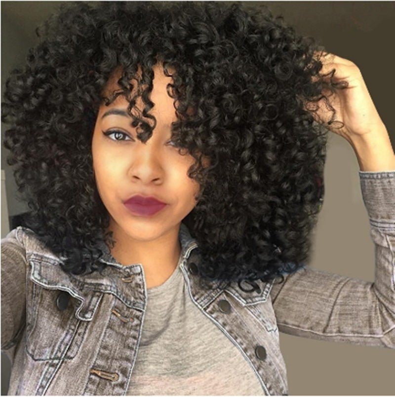Manufacturers Supply European And American Wigs, African Short Curly Hair Female Wigs, Fluffy Small Curly Bangs, Long Curly Hair Wigs, Wigs - Eshtree