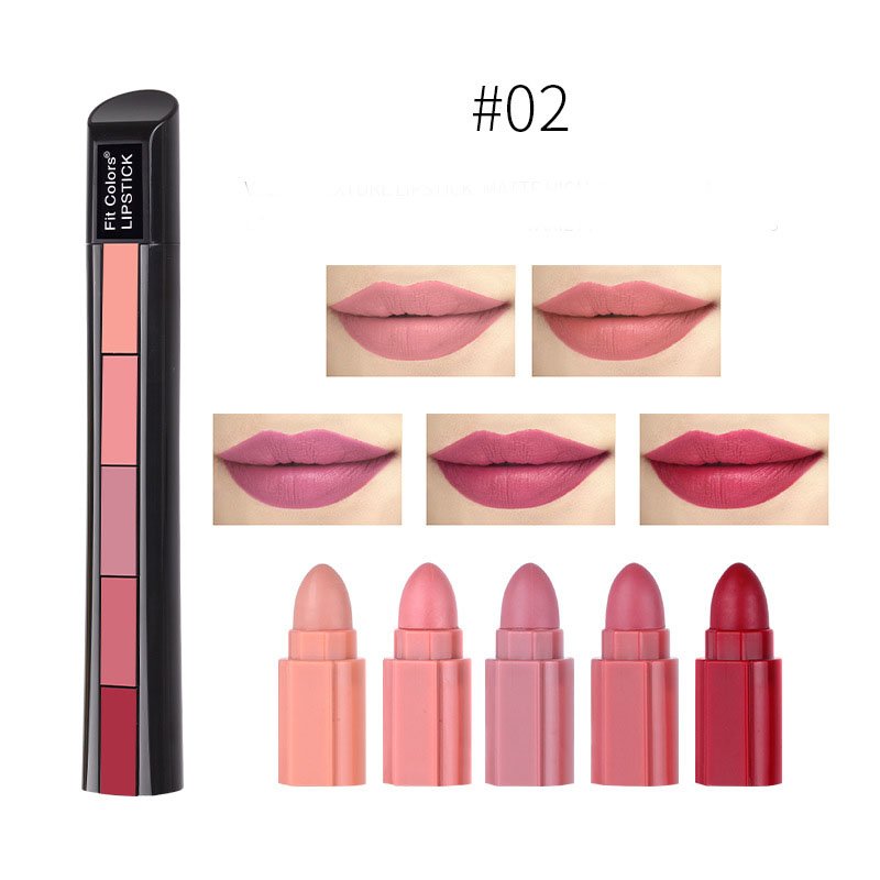 Matte 5 - color Lipstick Set Velvet Lip Stick Non - stick Lip Gloss Long Lasting Waterproof Sexy Red Lipstick - Eshtree