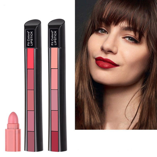 Matte 5 - color Lipstick Set Velvet Lip Stick Non - stick Lip Gloss Long Lasting Waterproof Sexy Red Lipstick - Eshtree