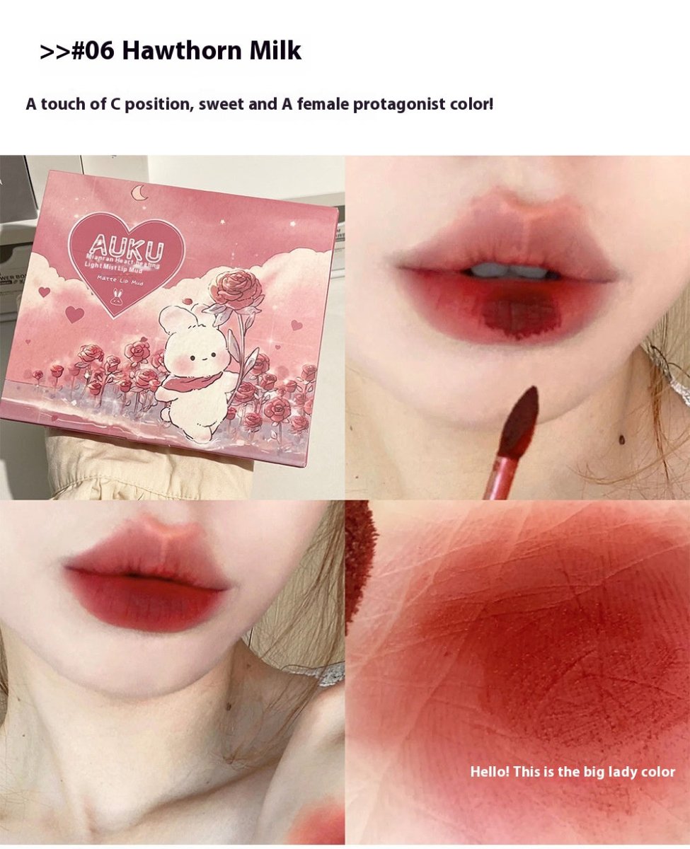 Matte Finish Velvet White Lip Mud Student Party Plain Face Six Pieces Lip Glaze Set - Eshtree