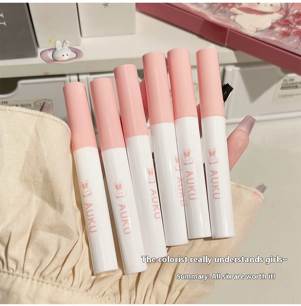 Matte Finish Velvet White Lip Mud Student Party Plain Face Six Pieces Lip Glaze Set - Eshtree