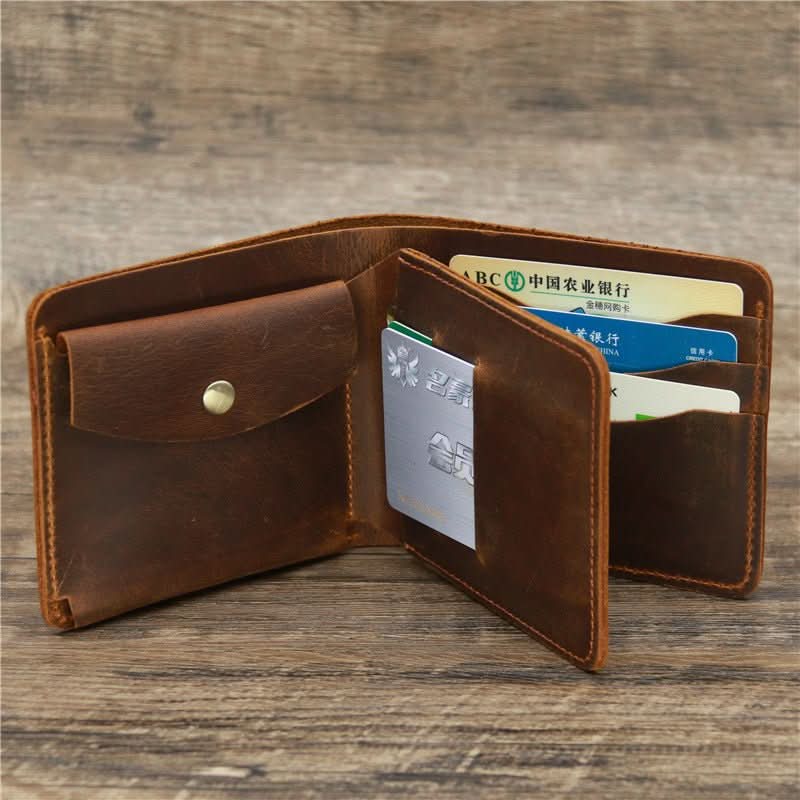 Men Crazy Horse Leather Money Card Bag Leather Wallet - Eshtree