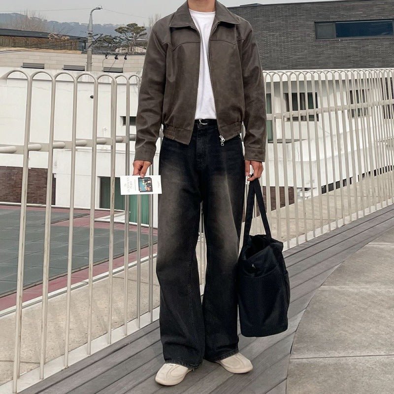 Men's American - style Retro Short Leather Jacket - Eshtree