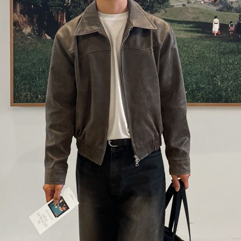 Men's American - style Retro Short Leather Jacket - Eshtree