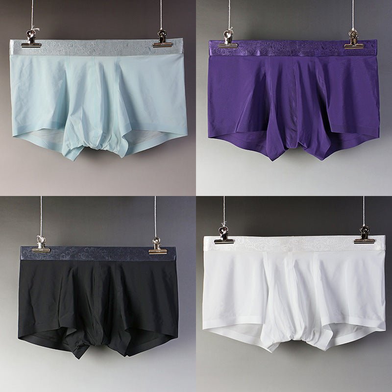 Men's Boxer Briefs Ice Silk Traceless Mid Waist Shorts - Eshtree