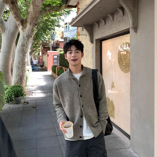 Mens Casual Halfcollar Buttonup Cardigan Sweater - Eshtree