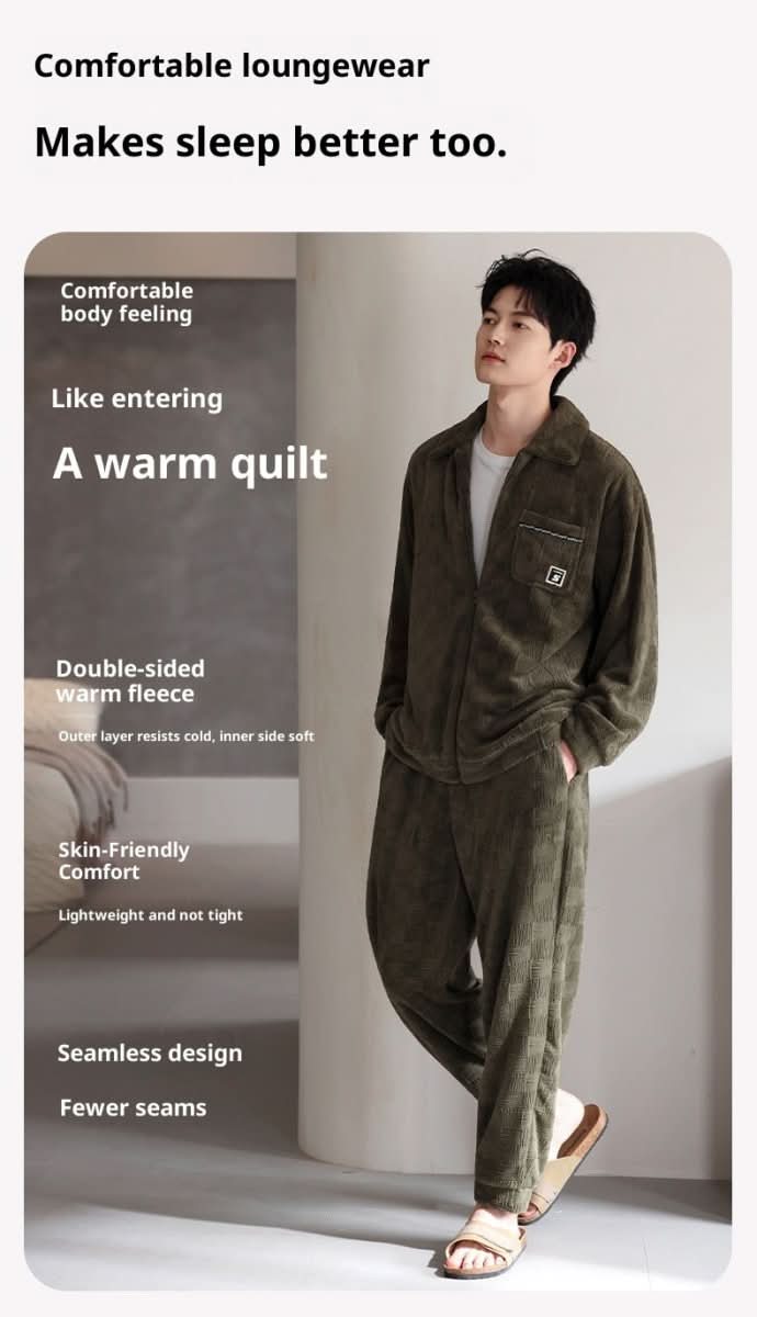 Men's Coral Velvet Pajamas Suit - Eshtree